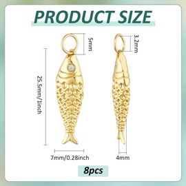 BENECREAT - 8 colgantes de latón con forma de pez de animales marinos, para hacer pulseras, collares, arete, joyas, Latón, No es una piedra preciosa