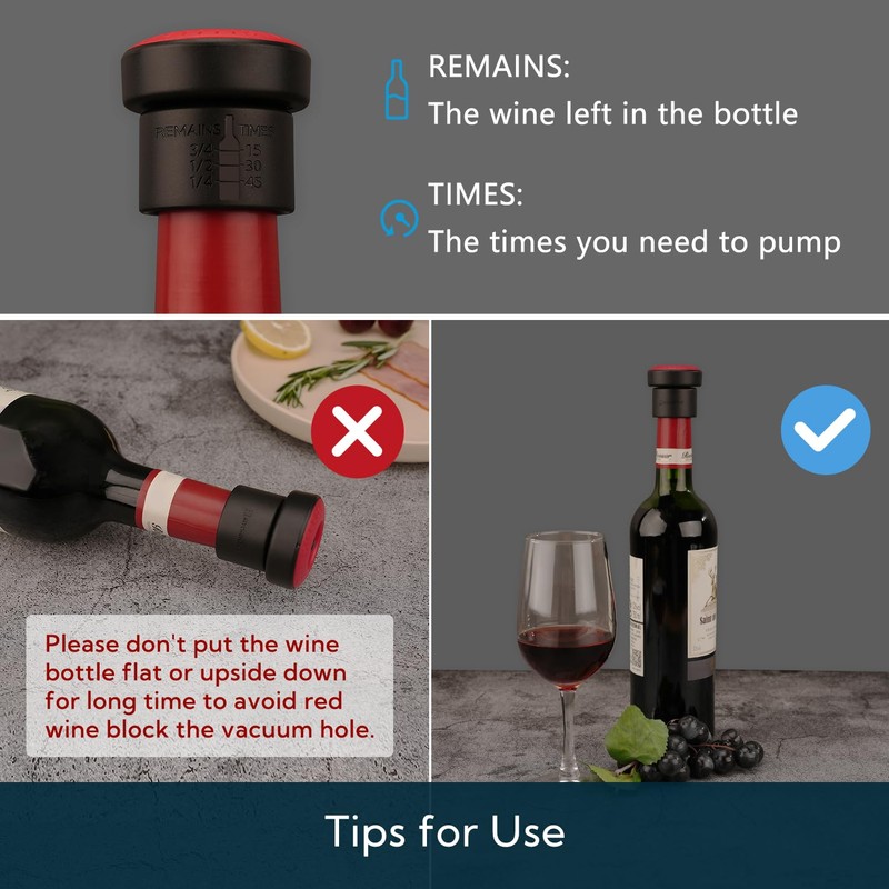 KITCHENDAO 2 in 1 Vacuum Wine Stopper, Built in Wine