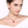 EVEVIC Square Austrian Crystal Necklace Earrings for Women Fashion 18K