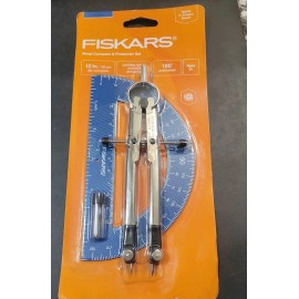 Fiskars NEW!! FISKARS METAL COMPASS (12" DIA) AND PROTRACTOR (180 DEGREES) SET  AGES 8+