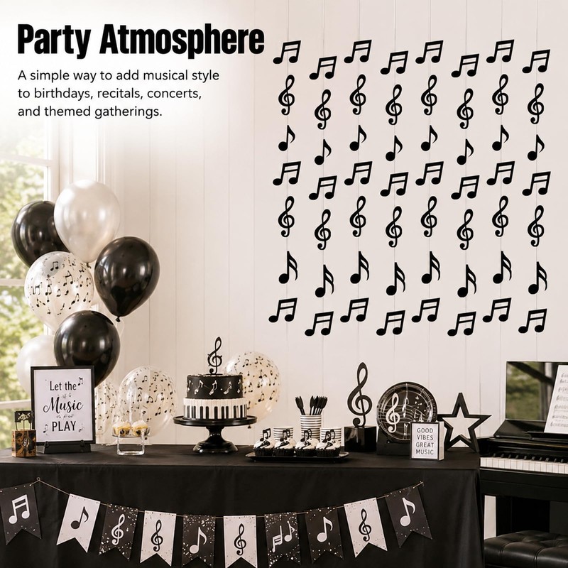 8 Pcs Music Notes Party Decorations, Musical Note Hanging Swirl,