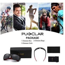 PUKCLAR Polarized Sports Sunglasses for Men Women Running Cycling Fishing Driving Golf TR90 Frame