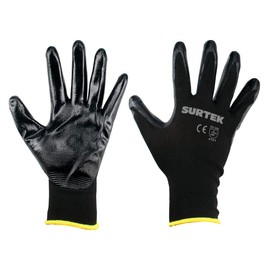 Surtek GNNC Guantes de nailon con palma recubierta de nitrilo talla chica con puño elástico