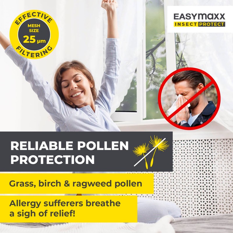 EASYmaxx Fly Screen for Windows with Pollen Protection & Magic