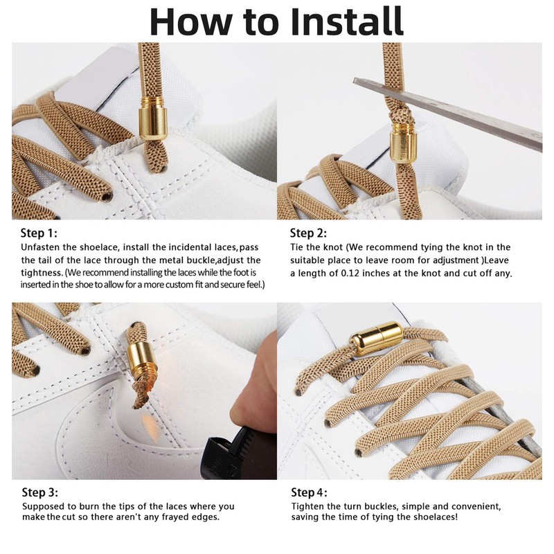 anan520 Tieless Elastic Shoe Laces, No Tie Shoelaces for Kids/Adults