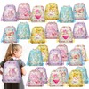 12 Pcs Tea Party Drawstring Bag Set, Colorful Floral Non-Woven