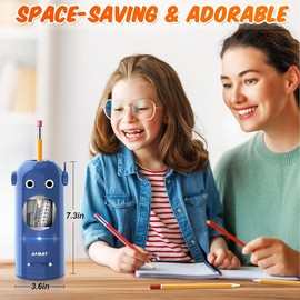 Electric Pencil Sharpener, Robot Pencil Sharpener for Colored Pencils 7-11.5mm, Auto in & Out, Fully Automatic Rechargeable Hands-Free Pencil Sharpener for Home, Classroom, Battery Operated mechanical  pencils  0  9:_Gray