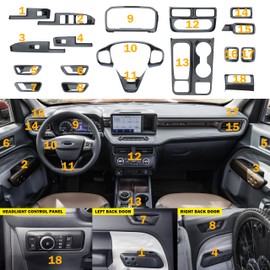 CHYKKAR for Ford Maverick Interior Accessories Gear Shift Panel Cover Inner Door Handle Window Lift Panel Trim Air Outlet Compatible for 2021 2022 2023 2024 Maverick Carbon Fiber 18pcs