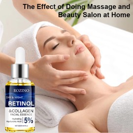 Retinol and Collagen Facial Essence, Anti- Aging Firm and Plump Face Serum,Reduce Fine Line,Day and Night Serum with 5% Hyaluronic Acid, wrinkle Reduction Essence liquid,1.014 fl oz