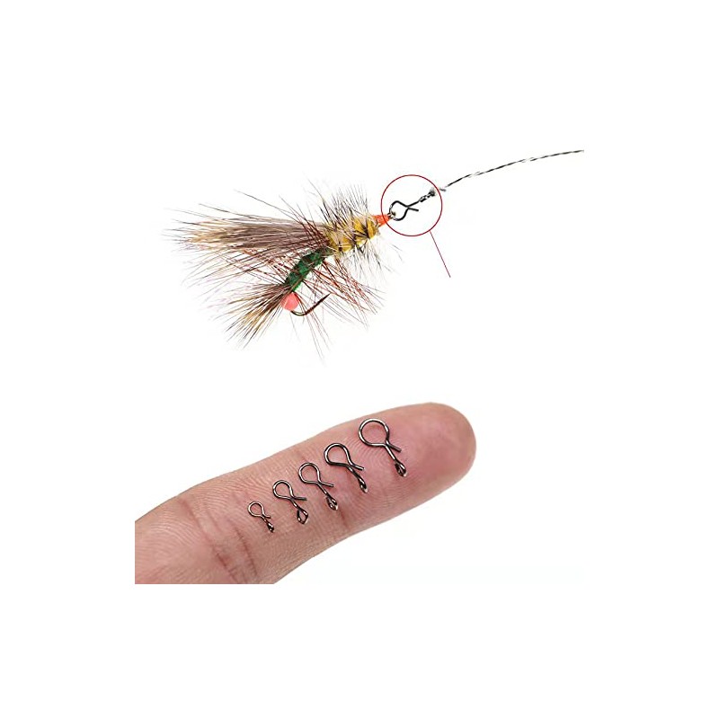 Greatfishing フライフィッシングスナップ 200個 ステンレススチール クイックチェンジ 高速イージー フライフックスナップ 5サイズ コンボフックスナップ