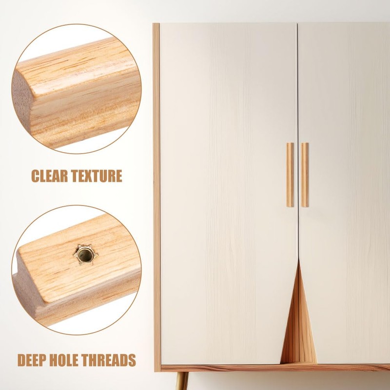 Sixfolo Pack of 6 Furniture Handles Wood 192 mm Hole