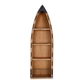 Aecipl Solid Wood Boat Shelf Decorative Nautical Wall Decor Beach Themed Bookcase Large Wooden 4-Tier Display Shelves for Home Kitchen Bedroom Living Room (31.5" H)