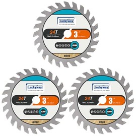 Luckyway 3 Inch Circular Saw Blade 24T with 3/8 Inch Arbor TCT(Tungsten Carbide Tooth) for Cutting Wood, Plastic, PCV, Acrylic, Aluminum, 3-Pack
