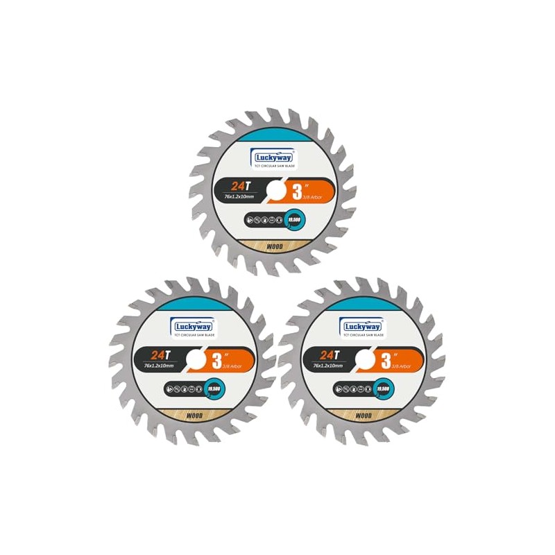 Luckyway 3 Inch Circular Saw Blade 24T with 3/8 Inch