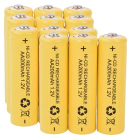 12 Packs 1.2V AA 200mAh Ni-Cd Rechargable Batteries for Solar Lights,Lawn Landscape Lighting(AA Size)