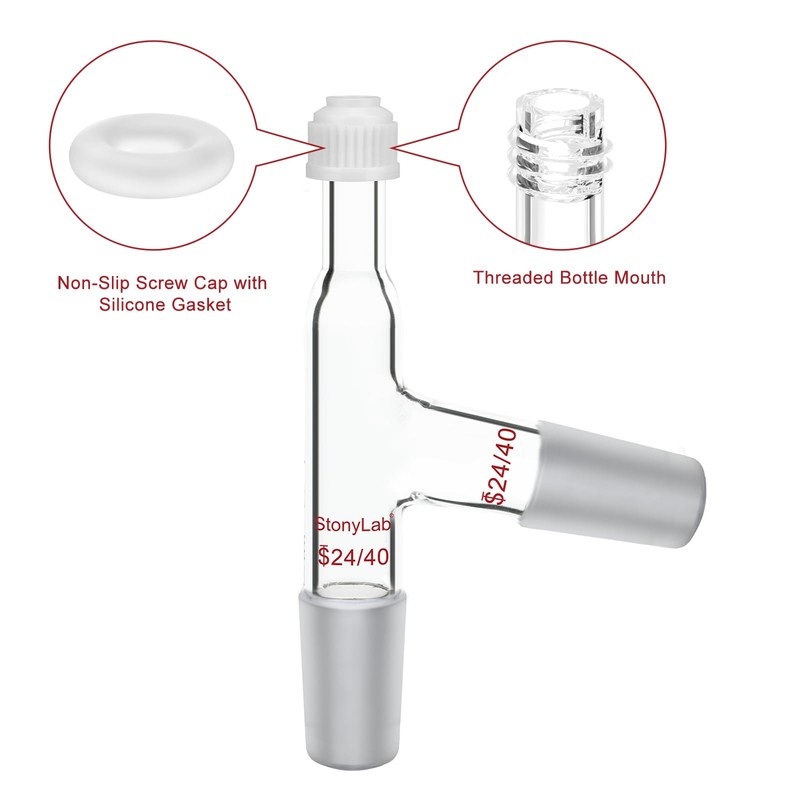 stonylab 3-Way Distillation Thermometer Adapter with 24/40 Joints and Screw