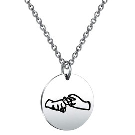 BEKECH ASL Necklace Friendship in Sign Language Charm Pendant Necklace Sign Language Jewelry ASL Friendship Gift ASL Jewelry Gift for BFF Best Friend Soul Sister (Silver)