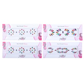Bindi Pack of 4 Crystal Designer Jewel for Forehead Face Tikka Multicolored Bindiya Stickers Adhesive Stone Indian Traditional Mothers Day Bindi Tattoos for Women Girls Bride Return Gifts