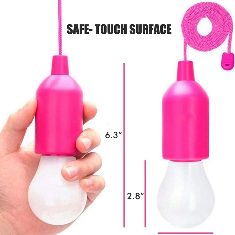 8PCS Portable LED Bulb Light Battery Operated Pull Rope Lamp