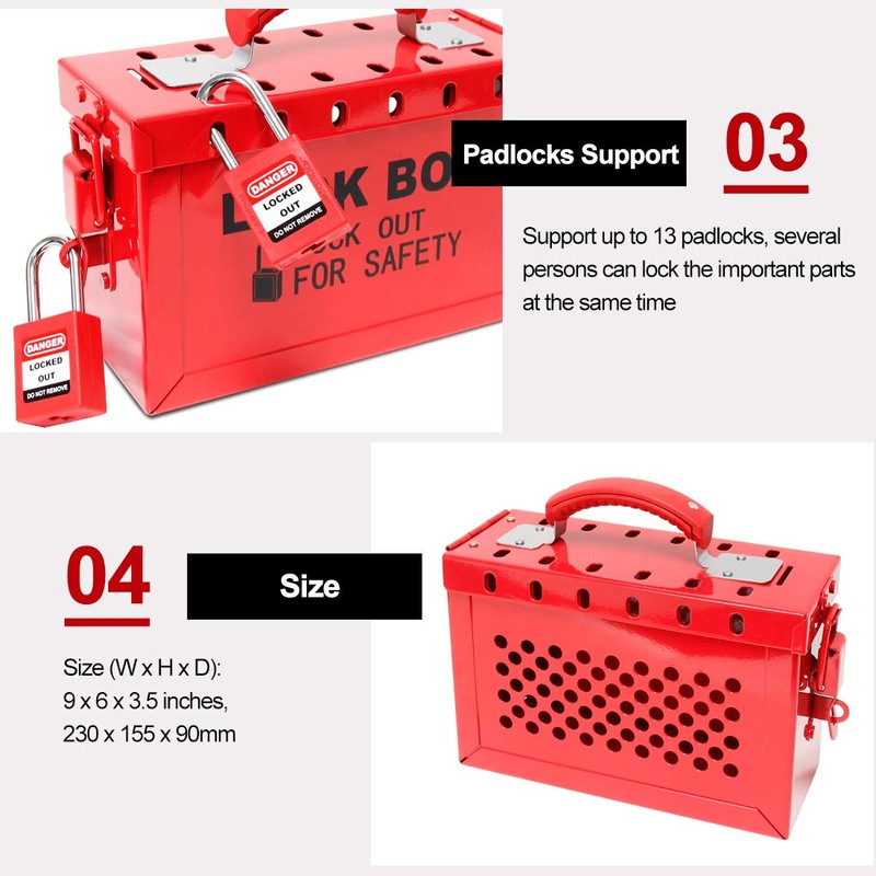 WISAMIC Group Lockout Tagout Lock Box: with 13 Slots Portable