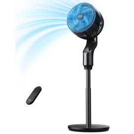 JRD Fan for Bedroom, 70° Oscillating Standing Fan, 100ft Quiet Pedestal Fans for Home Office, 85° Manual Vertical, Touch+Remote, 24H Timer,32 Wind Speeds, 39-43" Adjustable Height, Air Circulator