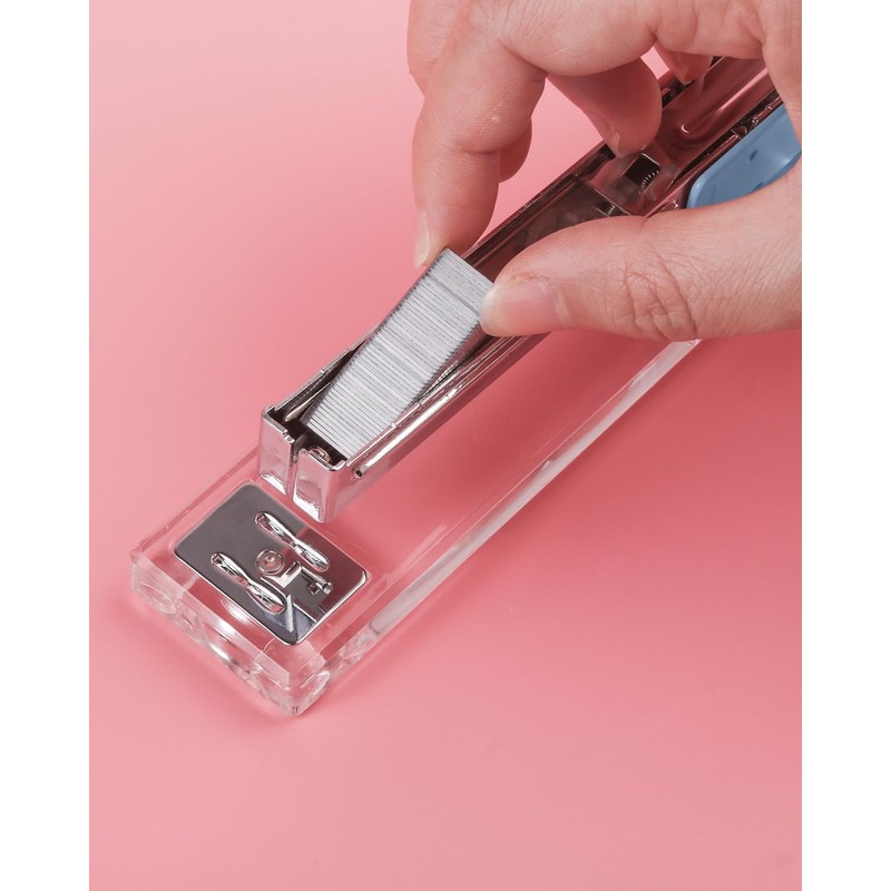 MSDADA Stapler, Desktop Stapler, Office Stapler, Transparent Acrylic Easy-Press Stapler,