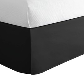 Today’s Home Classic Tailored Bed Skirt Dust Ruffle, Microfiber, 14" Drop Length, King, Black