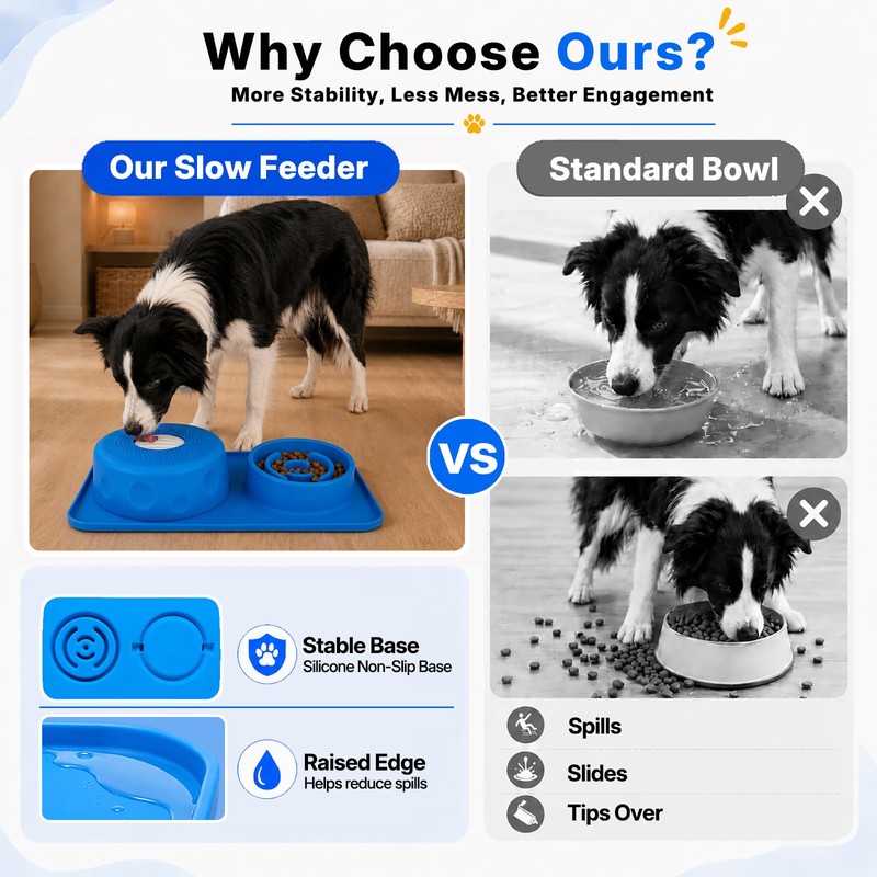DTDBBFU 2-in-1 Dog Licking Bowl with Rolling Ball & Puzzle