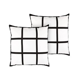 zalati Pillowcases 2pcs Cushion Covers Polyester with 9 Grid Blanks Panel Style for DIY Printing Sofa Couch