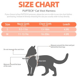 PUPTECK Cat Harness and Leash Set Escape Proof Reflective Cat Walking Harness Adjustable Soft Breathable Mesh Vest for Small Pets, Orange, S
