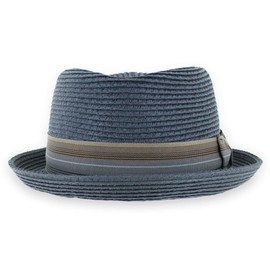 Belfry Men/Women Summer Straw Pork Pie Trilby Fedora Hat in Blue, Tan, Black, Maxxblue, X-Large
