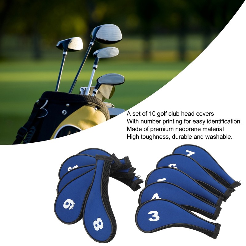 10pcs Golf Iron Head Cover with Number Printing Neoprene Zippered
