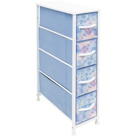 Sorbus Kids Narrow Dresser with 4 Drawers - Vertical Slim Storage Chest of Drawers with Steel Frame, Wood Top & Easy Pull Fabric Bins for Small Spaces, Closets, Bedroom, Bathroom & Laundry