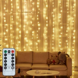 LED String Light 300 LED Lights 8 Modes Control Decoration USB Powered Waterproof Lights for Curtain Christmas Bedroom Party Wedding Home (9.8ft X 9.8ft ,White)