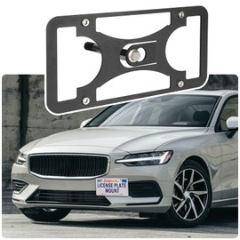 No Drill License Plate Holder Compatible with Volvo V60 2015-2023 Front Tow Hook License Plate Mount Bumper Bracket Holder Car Tag Frame Adapter Accessories
