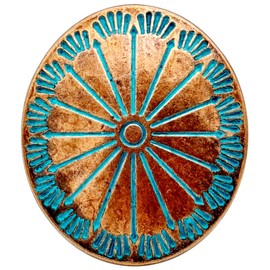 Goldgöre 5 Metal Buttons Copper Turquoise Patterned 25 mm with Eyelet for Sewing