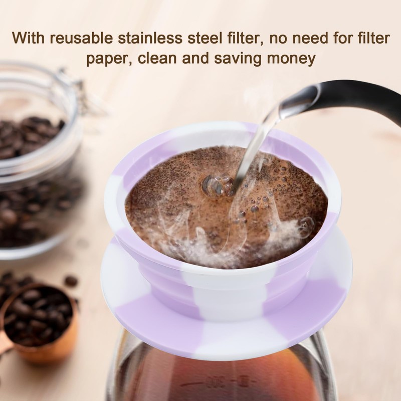 VVGCS Paperless Travel Collapsible Pour Over Dripper Kit, Travel Pour