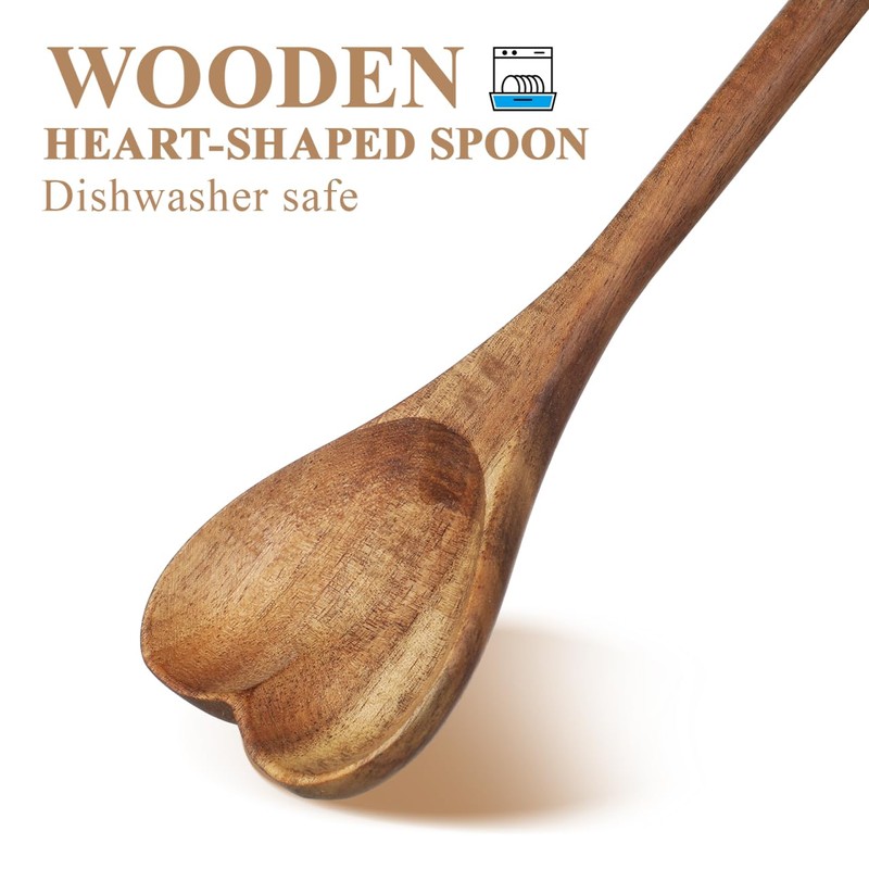 Wooden Heart Shaped Spoons: Wood Long Handle Love Spoon for