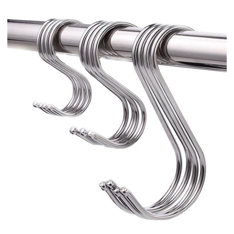 Glamified S Hooks for Hanging Clothes (10 Pack), Stainless Steel