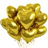 Foil Heart Balloons Gold, 10PCS Gold Heart Shape Balloons, 18