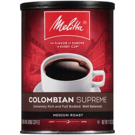 Melitta Coffee Medium Roast Extra Fine Grind Can, Colombian Supreme, 11 Ounce