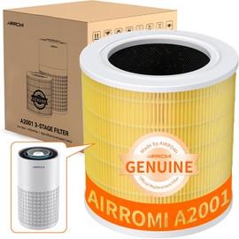 AIRROMI A2001 - Purificador de aire HEPA de reemplazo filtro original 3 en 1, elimina el 99,97 de partículas de 0,3 micrones, filtro de carbón