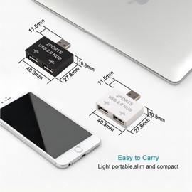 Leehitech 2 Ports USB 2.0 Expand Hub, 480Mbps Data Transfer USB2.0 Male to 2×USB2.0 Female Splitter Adapter, Support Two Devices Charging Simultaneously for Laptop, MacBook, Desktop, PC（White）