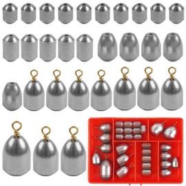 Iron Fishing Weights Sinkers Kit, 30pcs Bass Casting Bell Sinker Egg Sinkers Fishing Weights Assorted Set Catfishing Bottom Gear Tackle for Saltwater Freshwater Fishing