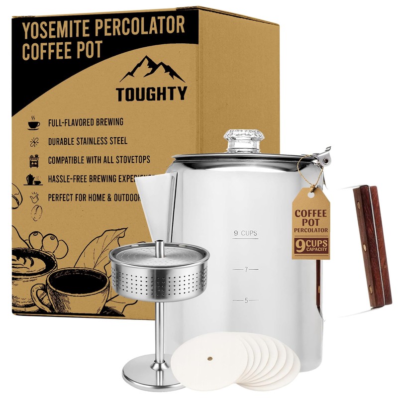 Toughty Yosemite Percolator Coffee Pot – Classic Stovetop Coffee Maker