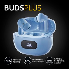Intenso Buds Plus - TWS True Wireless Kopfhörer T315AE mit Active Noise Cancelling, ENC, Bluetooth und bis zu 25 Std. Musikwiedergabe, Blau