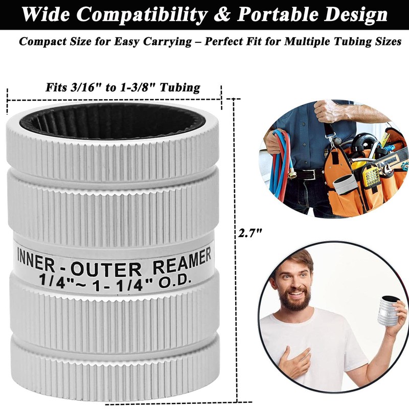 Wisamic Pipe Reamer Tool, 1/4" to 1-1/4" Inner/Outer Deburring Tool