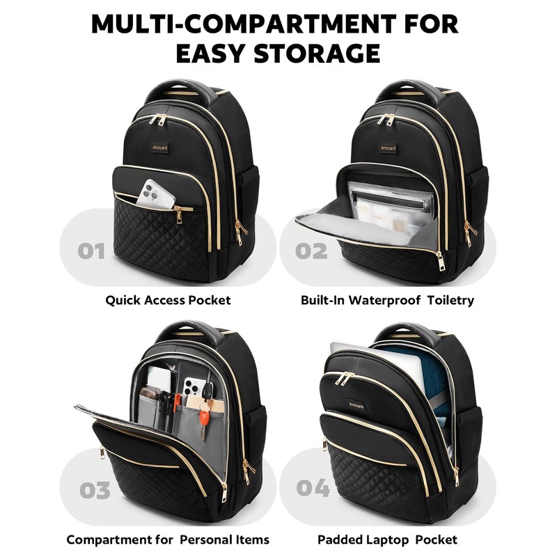 Arcoyard Rolling Backpack for Women, 15.6 Inch Travel Backpack with