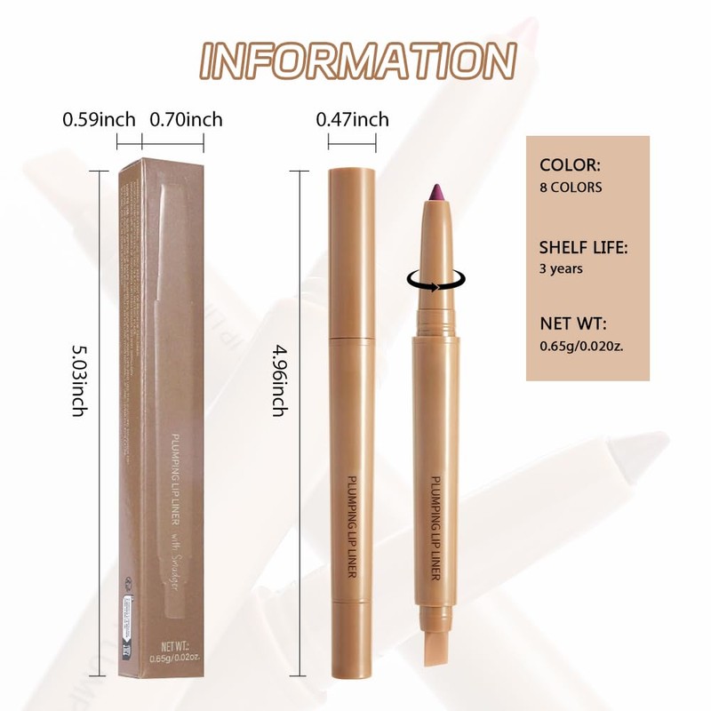 JUAAZIN Medium Violet Red Matte Lip Liner Pencil, Plump Lip