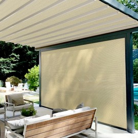 Goleray 8'x54' Shade Cloth Sun Shade Fabric Roll Replaceable Canopy Pergola Cover UV Block Sunshade Sail Screen for Outdoor Patio Garden Gazebo Porch Deck, Beige